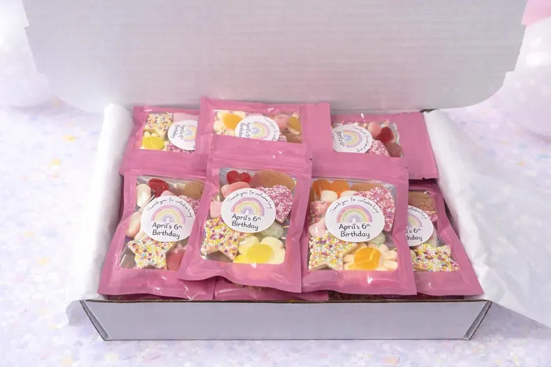 Pre filled Kids Party Sweet Bags Personalised Childrens Birthday Party Kids Party Bag Fillers Custom Sweet Pouches