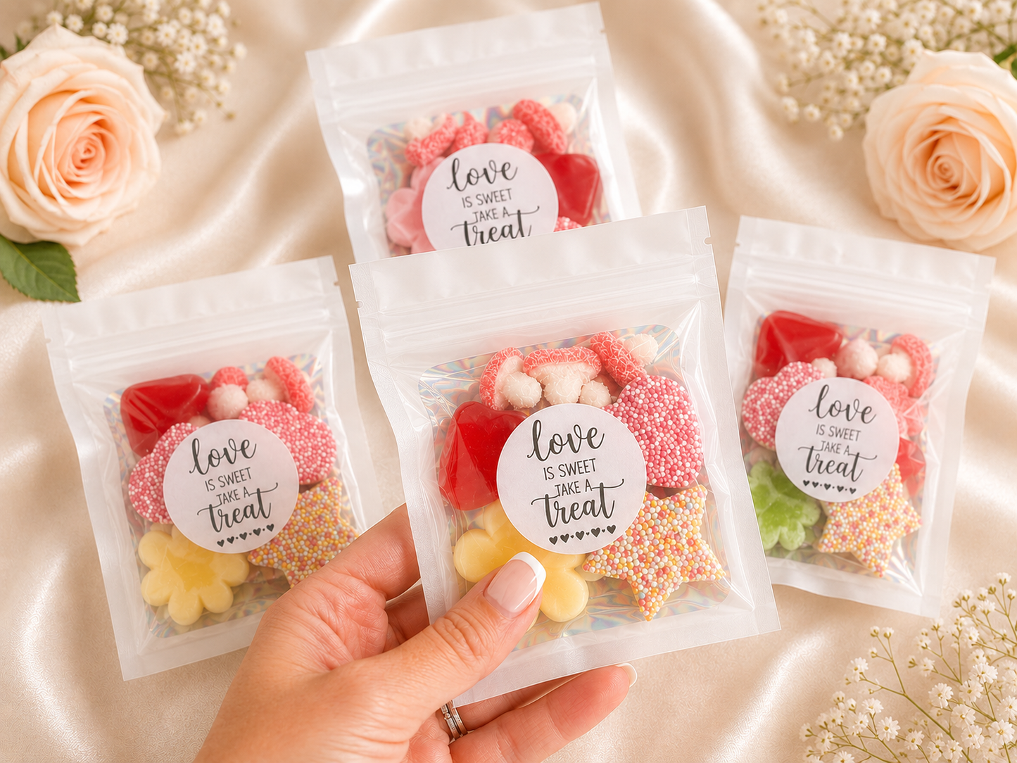 Pre Filled Sweet Wedding Favours, Personalised Wedding Favors, Sweet Bags for Wedding, Love Is Sweet Gifts for Guests, wedding favour gifts