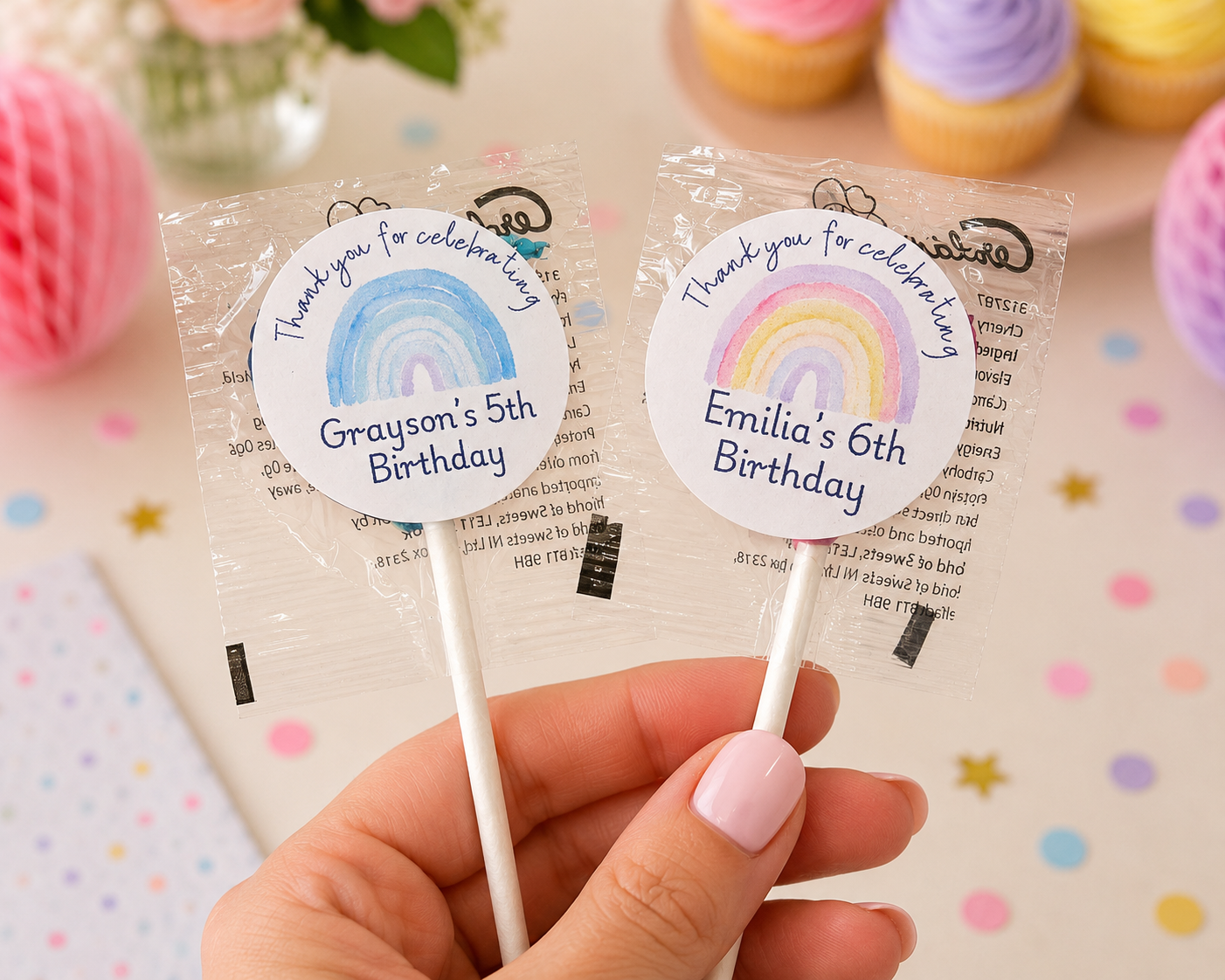 Personalised Kids Party Sweet Lollipops, Childrens Birthday Party, Kids Party Bag Fillers,  Party Favours Custom Sweet Lollies , Party Gift