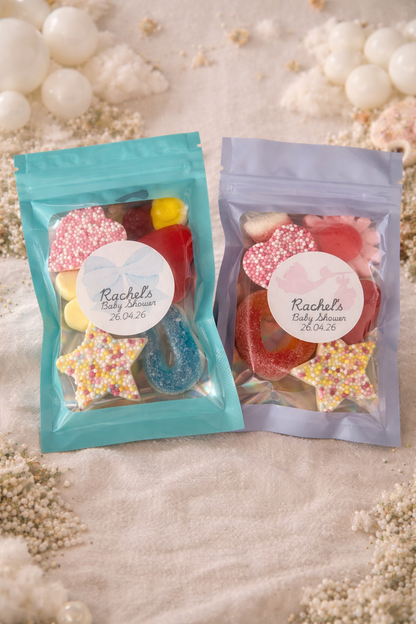 Personalised Baby Shower Favour - Custom Sweet Pouches Favour Bags - Favor Party Bag Filler Gift - Baby Boy Baby Girl Party Bag Fillers