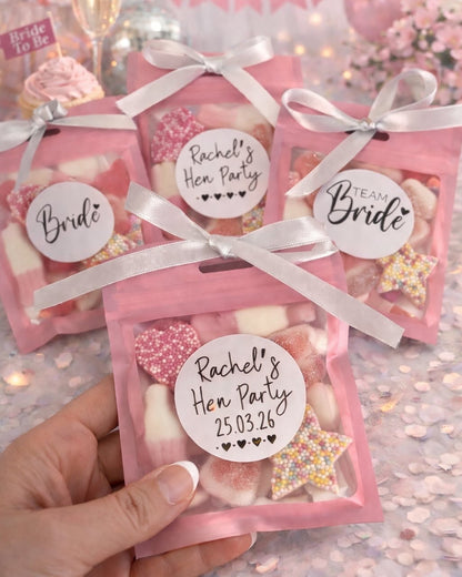 Personalised Hen party Sweets Candy Pouches Hen do Party Favours Treat bags Hen party bag favours , Hen party fillers chocolate party buffet