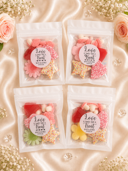 Pre Filled Sweet Wedding Favours, Personalised Wedding Favors, Sweet Bags for Wedding, Love Is Sweet Gifts for Guests, wedding favour gifts