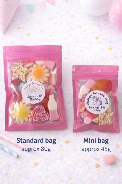 Pre filled Kids Party Sweet Bags Personalised Childrens Birthday Party Kids Party Bag Fillers Custom Sweet Pouches