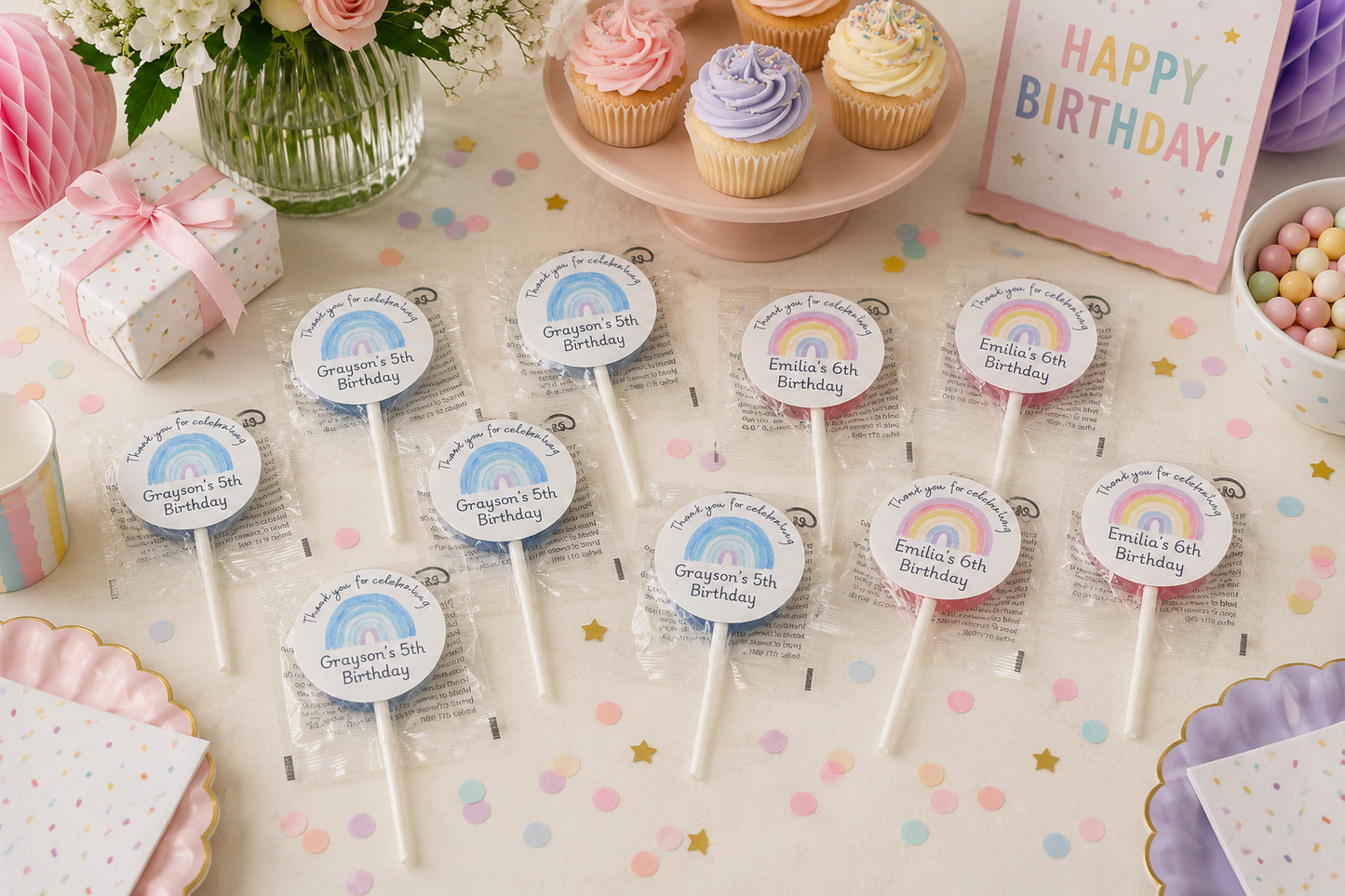 Personalised Kids Party Sweet Lollipops, Childrens Birthday Party, Kids Party Bag Fillers,  Party Favours Custom Sweet Lollies , Party Gift