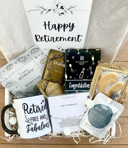 Personalised Happy retirement gift box, ladies officially retired hamper, retirement congratulations present for women, retirement gift set